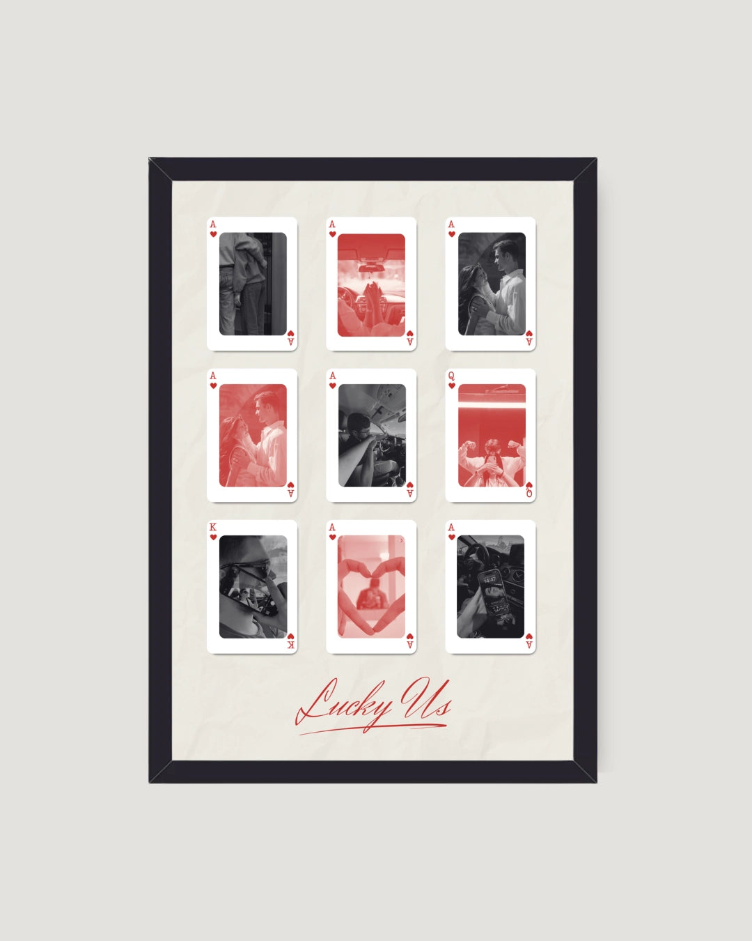 Lucky Us playing cards couple photo frame design 2 with 9 photos personalised couple gift by The Love Language Pakistan