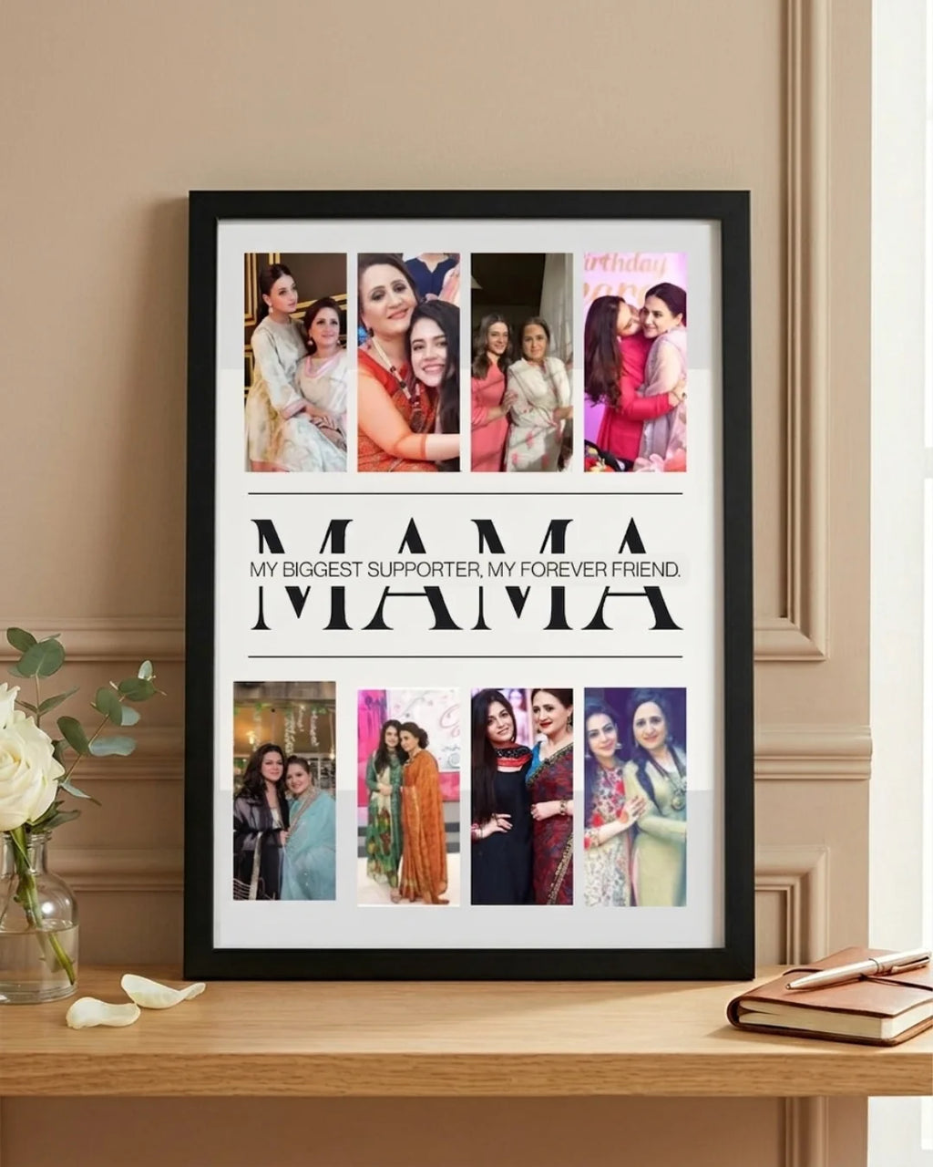 MAMA bold typography photo collage frame with 8 photos personalised Mother's Day gift by The Love Language Pakistan