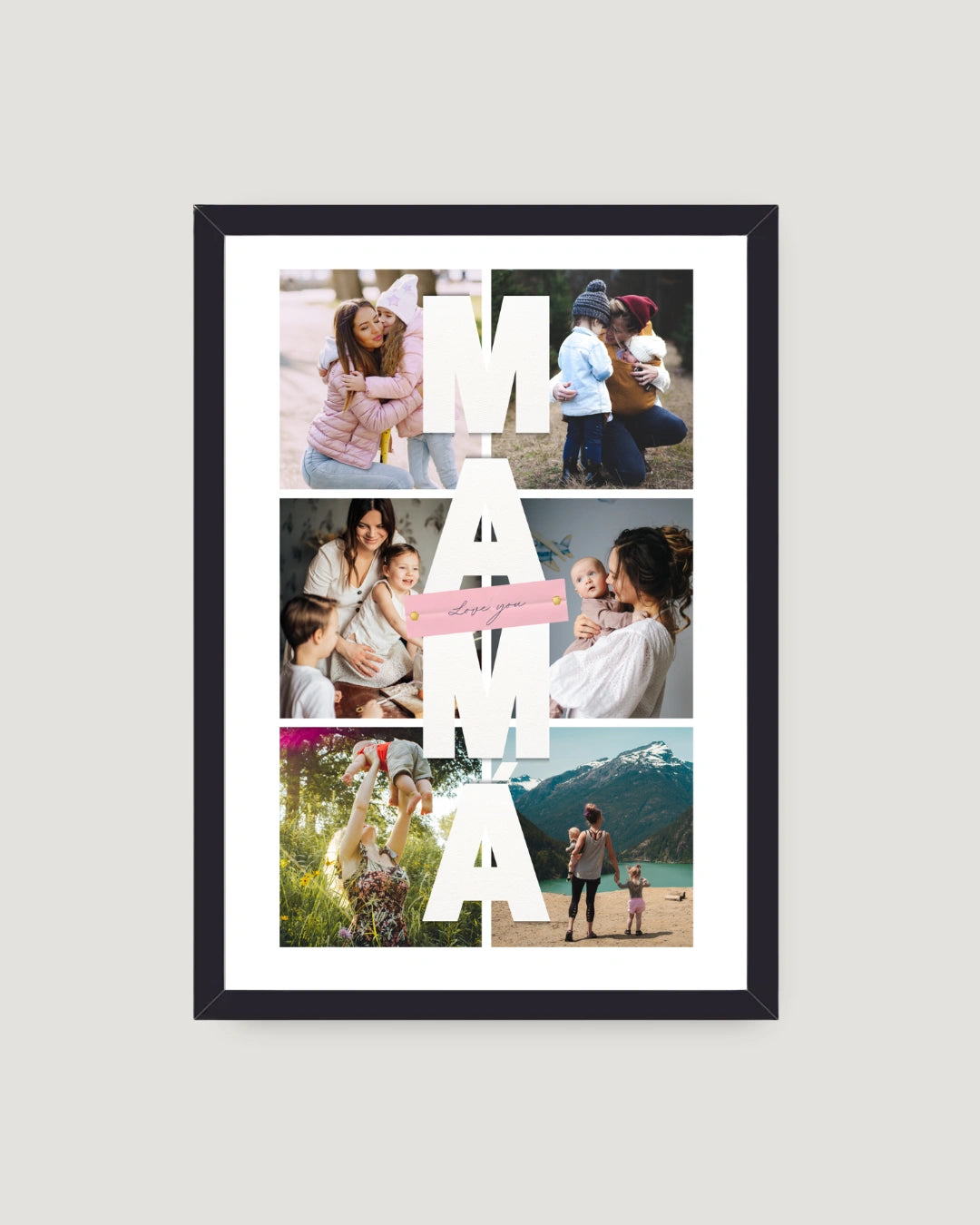 MAMA vertical letter cutout personalised photo frame with 6 photos and love you detail Mother's Day gift by The Love Language Pakistan
