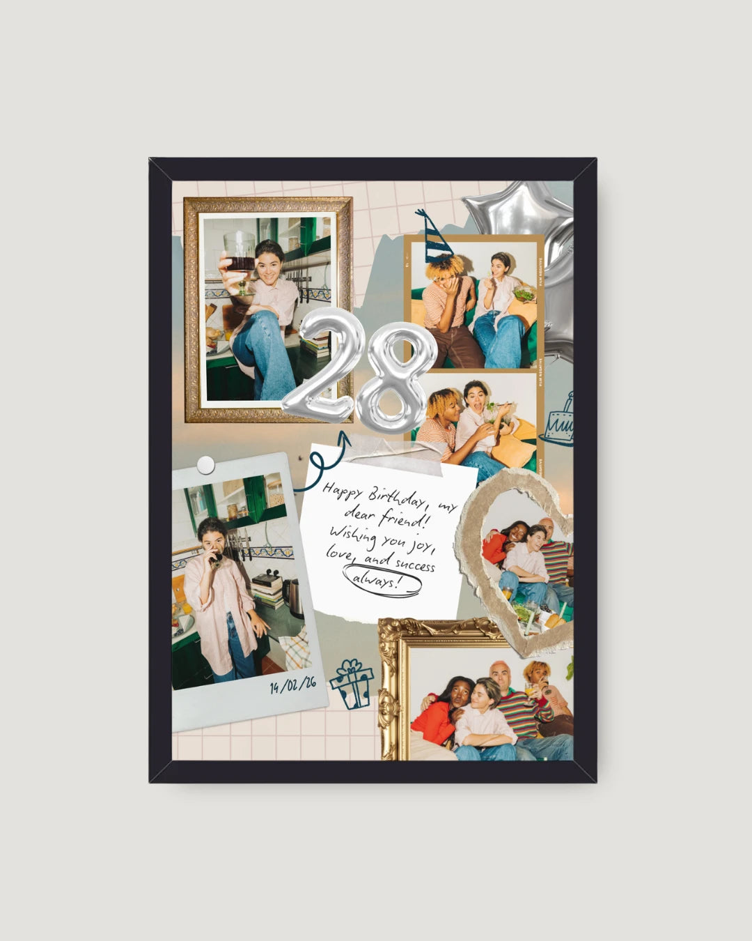 Milestone Birthday Frame – Personalised Age Collage Gift