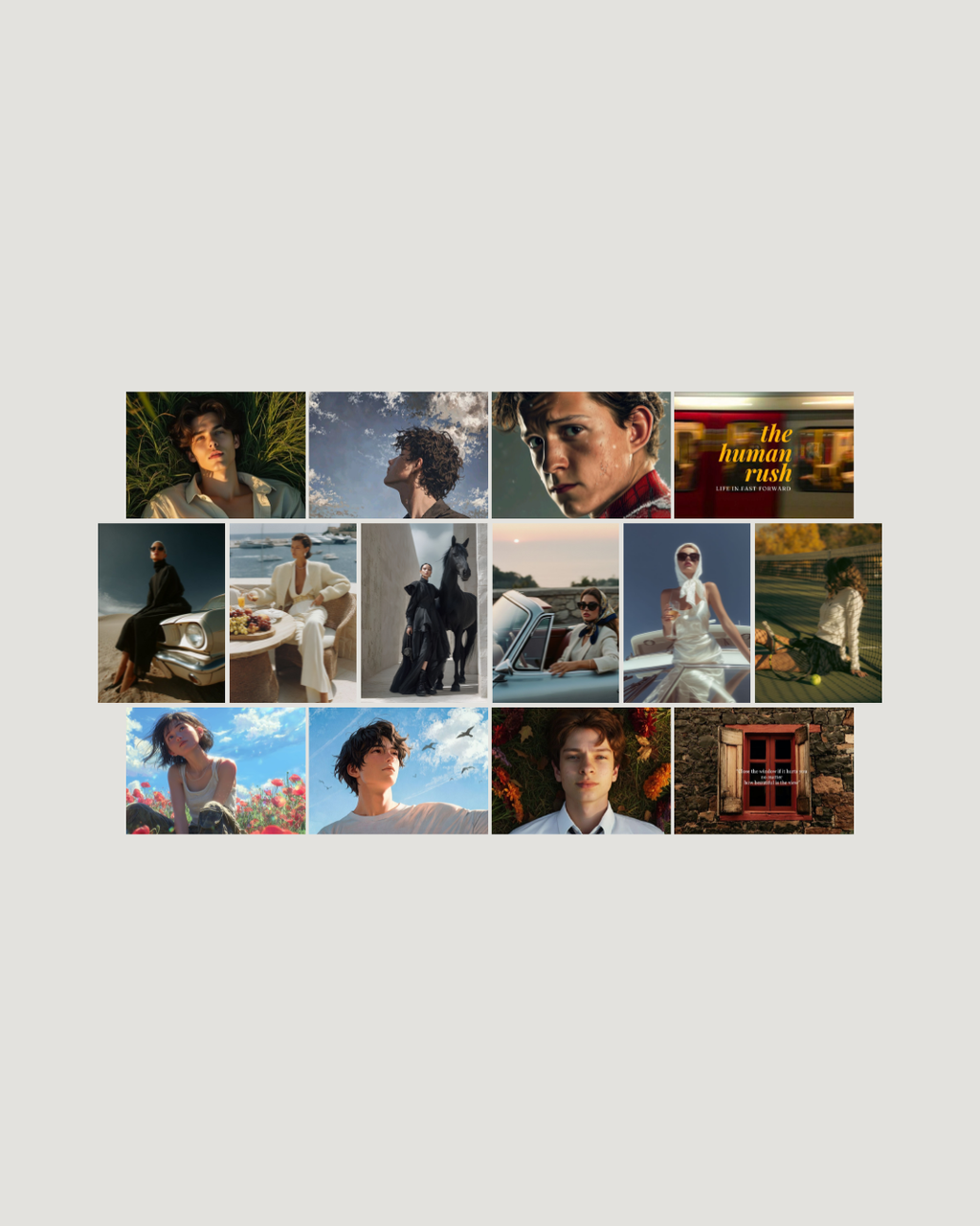 Mixed aesthetic 12-poster A4 pack cinematic editorial anime wall posters Pakistan by The Love Language