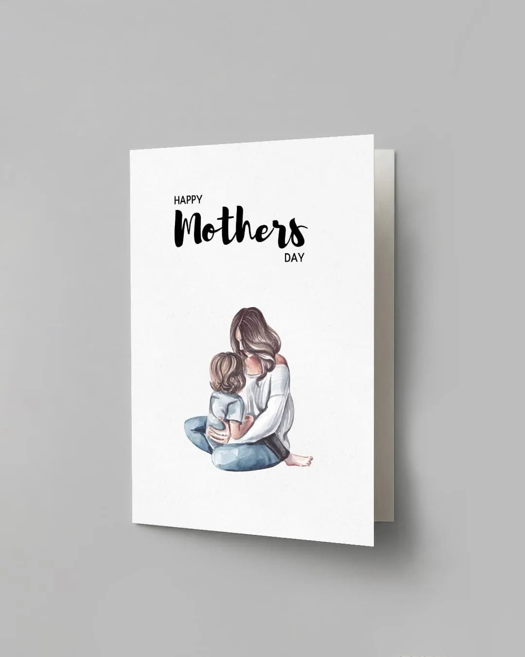 Printed illustration of mother holding child Happy Mother's Day greeting card by The Love Language Pakistan