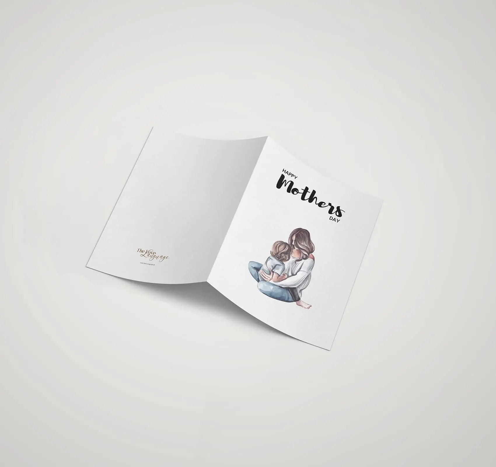 Printed illustration of mother holding child Happy Mother's Day greeting card by The Love Language Pakistan