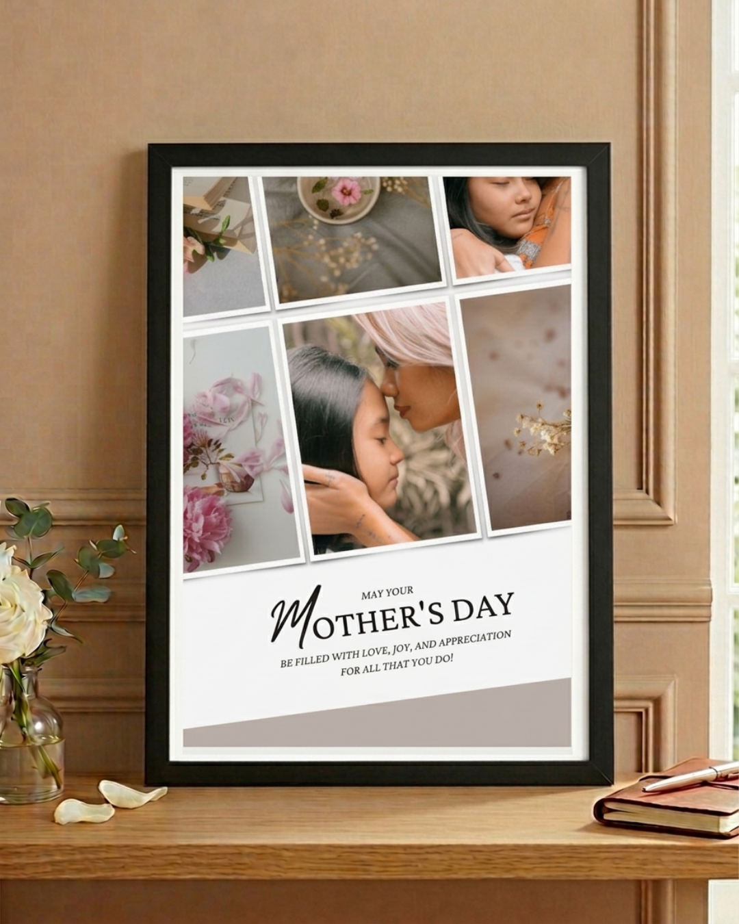 Personalised Mother's Day 5-photo diagonal grid collage frame with love and appreciation message by The Love Language Pakistan