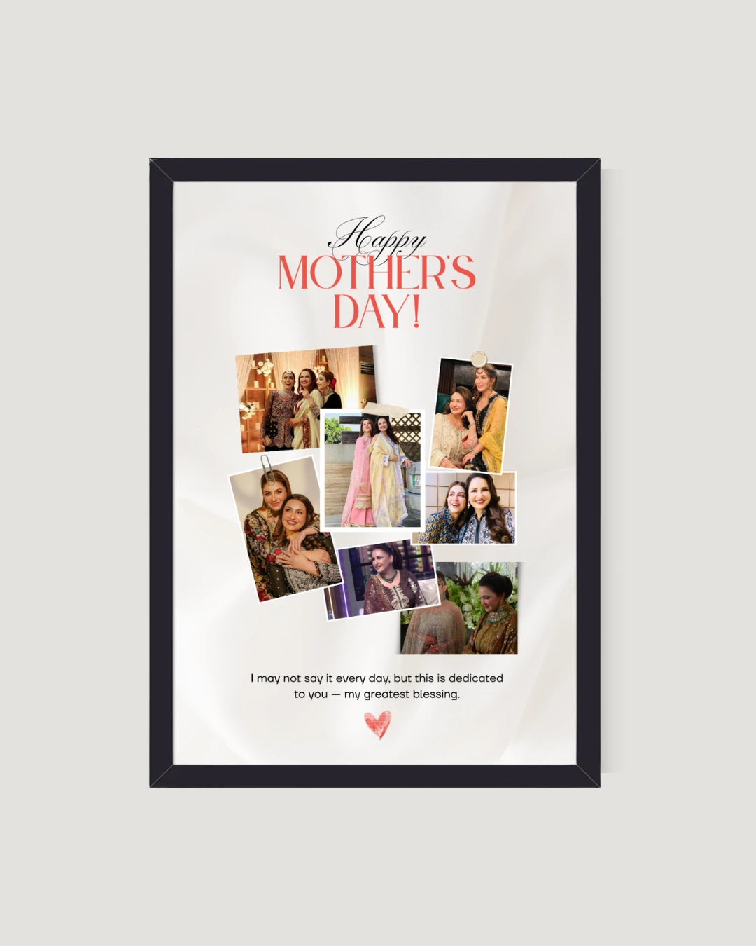Happy Mother's Day polaroid scatter style personalised photo frame with 7 photos and dedication by The Love Language Pakistan