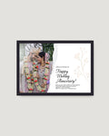 Nikkah desi wedding anniversary horizontal photo frame Pakistan — large wedding photo with white floral border and message