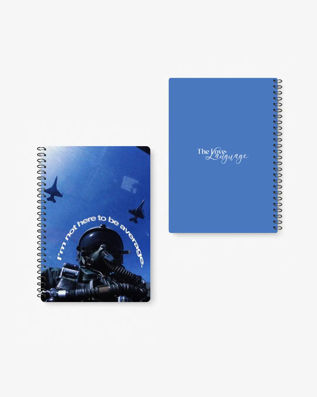 i'm not here to be average fighter pilot cool motivational A5 spiral notebook gift for him Pakistan – thelovelanguage.pk