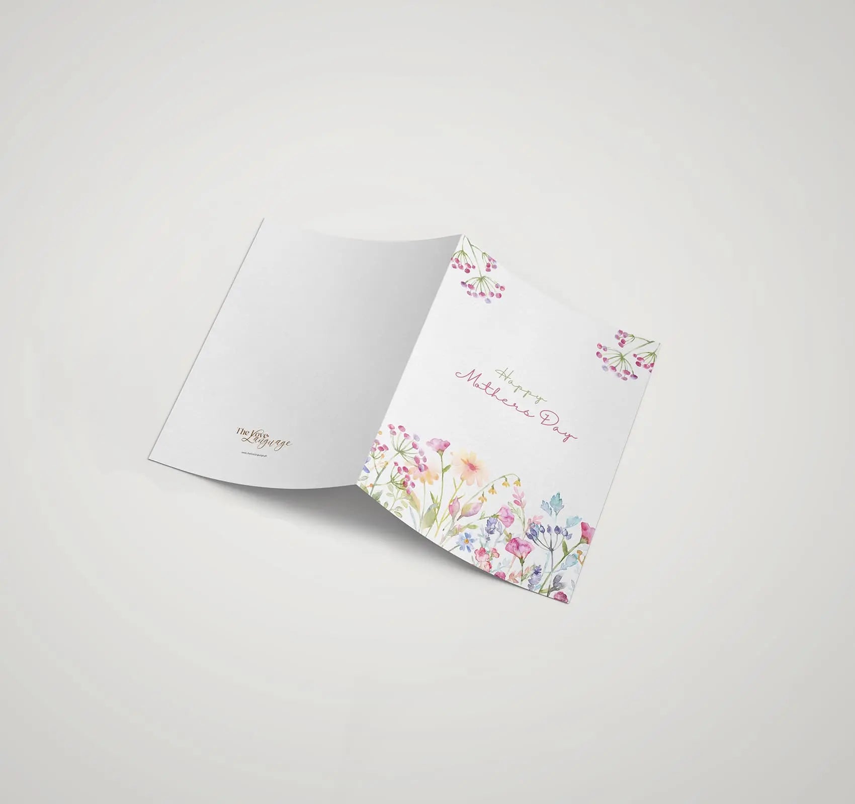 Pastel wildflower meadow printed Happy Mother's Day greeting card by The Love Language Pakistan