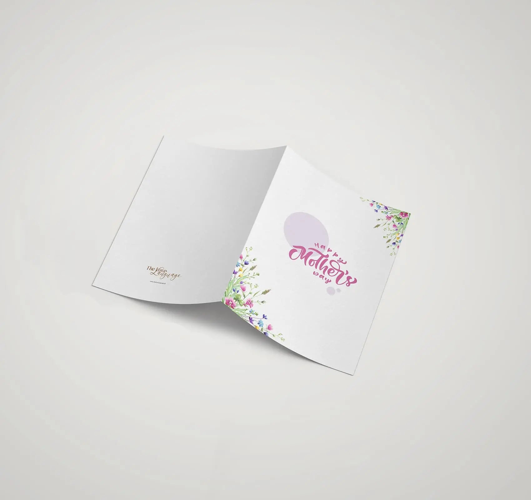 Vibrant pink and purple wildflower printed Happy Mother's Day greeting card by The Love Language Pakistan