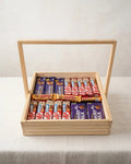 Wooden 12x12 premium chocolate mix gift tray with KitKat Crunchy, Cadbury Dairy Milk, Twix and Dairy Milk Wafer Bars by The Love Language Pakistan
