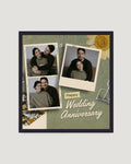 Scrapbook film strip personalised anniversary photo frame Pakistan — green background with polaroid collage