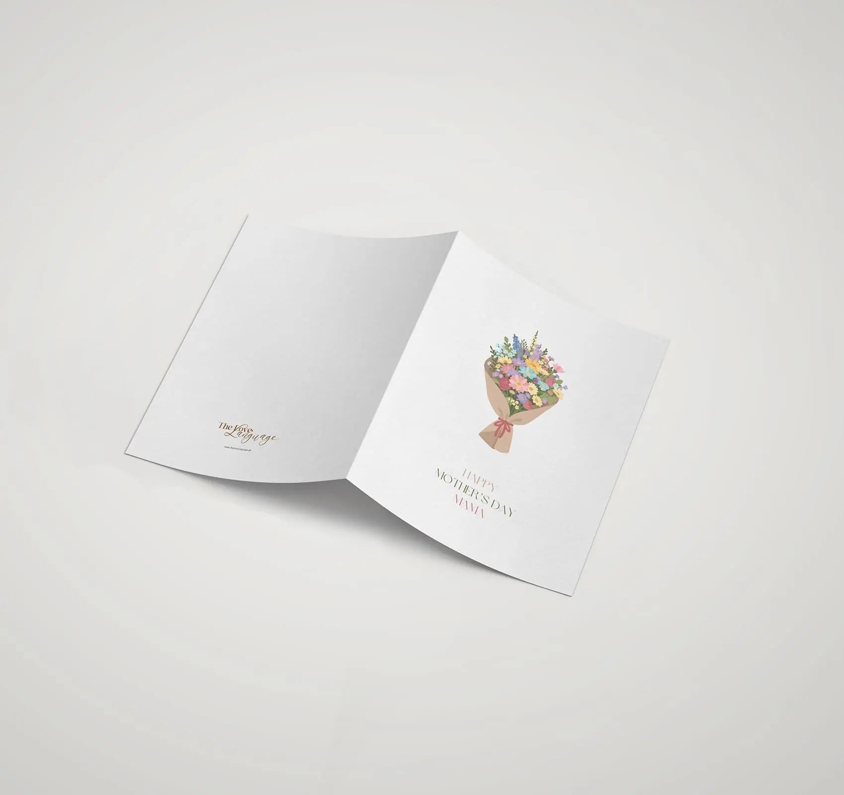 Kraft paper wrapped pastel bouquet printed Happy Mother's Day Mama greeting card by The Love Language Pakistan