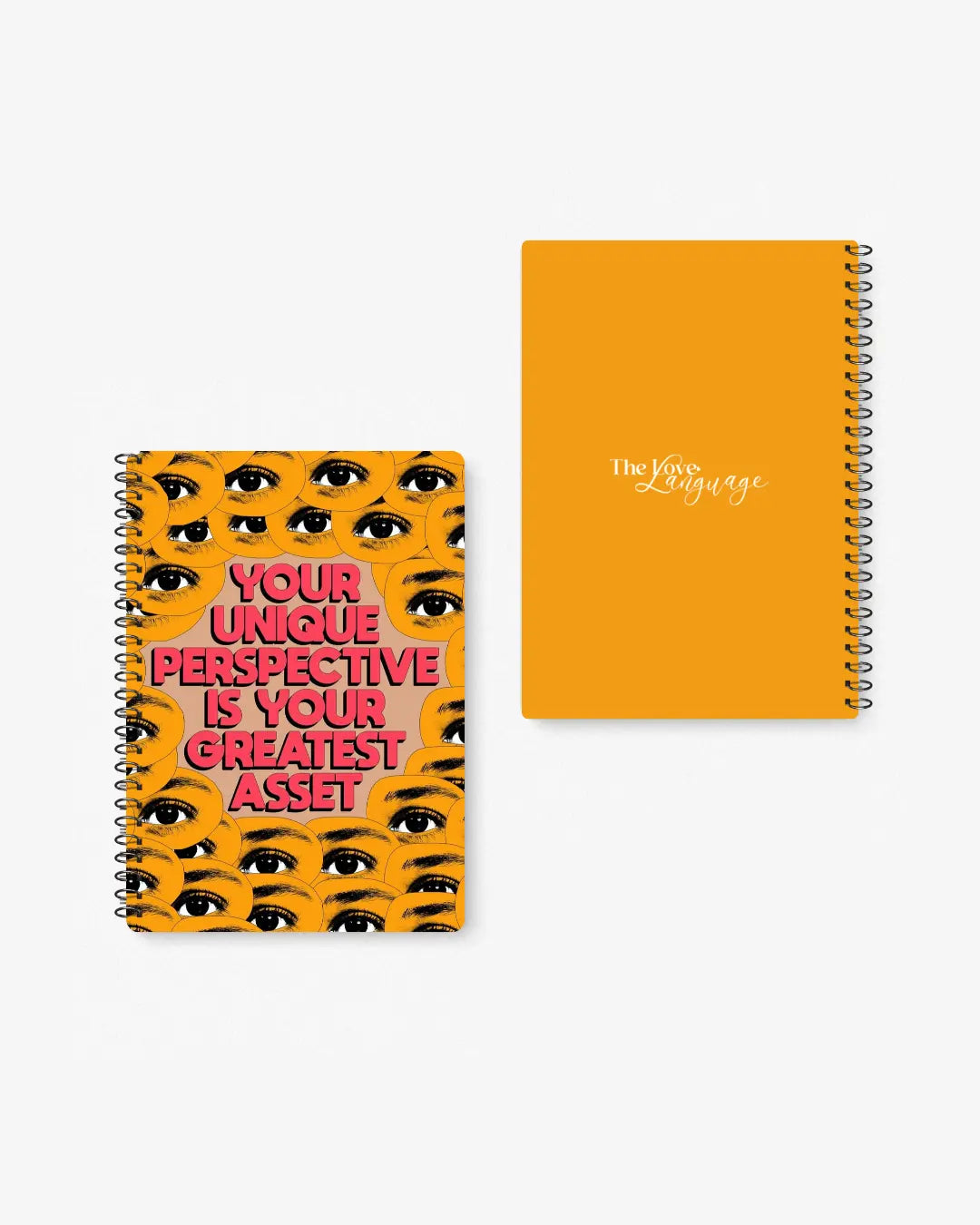your unique perspective greatest asset orange motivational A5 spiral notebook Pakistan – thelovelanguage.pk